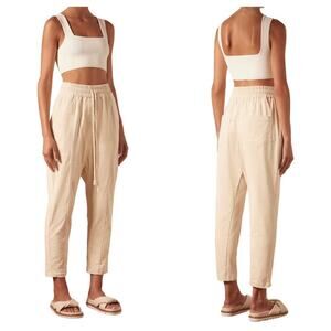 Shona Joy Pants Holly Drop Crotch Corduroy High Waist Straight Leg Cream White 2